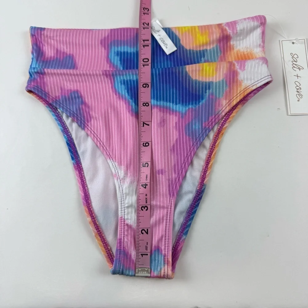 Salt + Cove Bikini Bottom Junior Size XS Pink Multi Hazy Pattern Swim Ribbed NWT